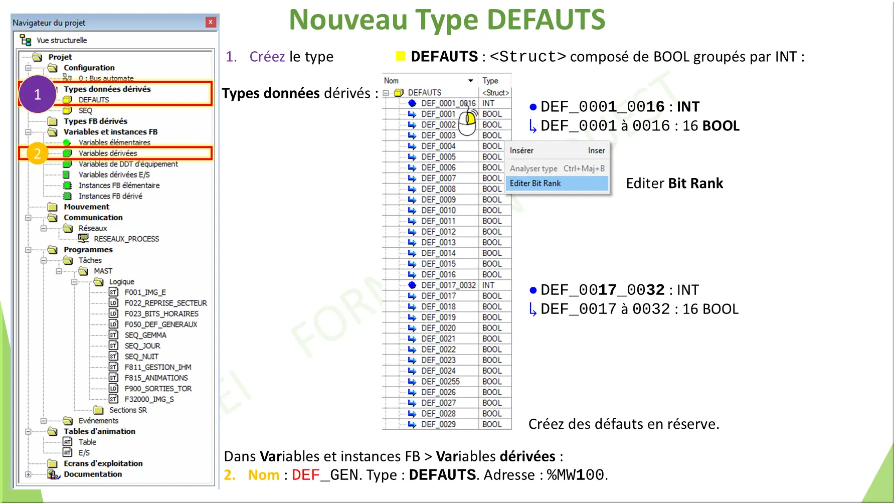 Nouveau Type DEFAUTS